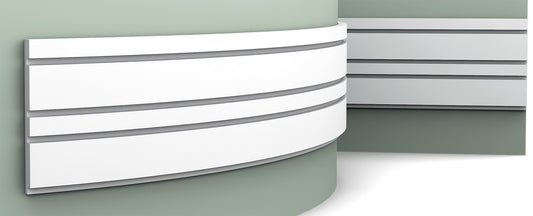 Orac Decor W119F BAR MIX Pannello Murale 3D Doghe Strisce Righe Parete Poliuretano Flessibile Flex Bianco Resistente Agli Urti Calore Acqua Assorbimento Acustico Facile Da Installare Verniciabile Acrilico Impermeabile Interno Esterno Misura 200x25x2 cm