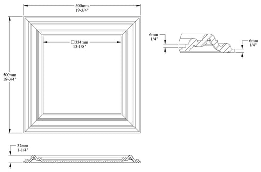 Orac Decor W121 Autoire Pannello Murale 3D Quadrato Decoro Parete Purotouch® Poliuretano Alta Densità Bianco Resistente Agli Urti Calore Acqua Assorbimento Acustico Facile Da Installare Verniciabile Acrilico Impermeabile Interno Esterno Misure 50x50x3,2cm