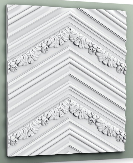 Orac Decor W130 Chevron Pannello Murale 3D Decorazione Parete Purotouch® Poliuretano Alta Densità Bianco Resistente Agli Urti Calore Acqua Assorbimento Acustico Facile Da Installare Verniciabile Acrilico Impermeabile Interno Esterno Misure 200x40x1,9 cm