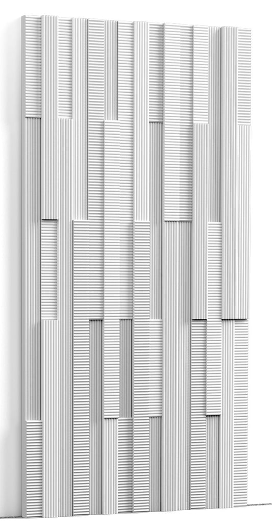 Orac Decor W216 Pannello Murale 3D Forma Frammentata Decoro Parete Purotouch® Poliuretano Alta Densità Bianco Resistente Agli Urti Calore Acqua Assorbimento Acustico Facile Da Installare Verniciabile Acrilico Impermeabile Interno Esterno 200x25x1,6 cm