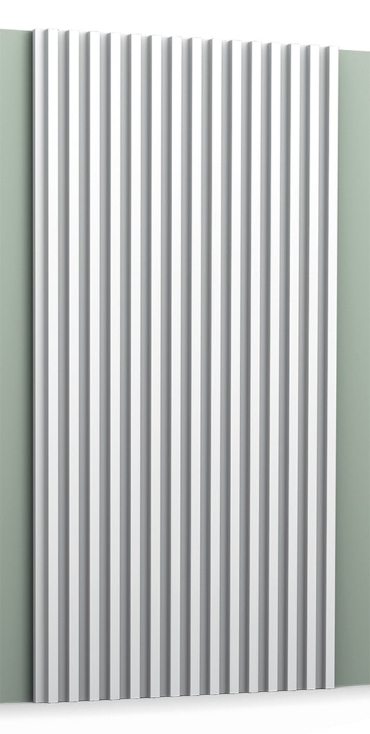 Orac Decor WX205 TRACK Pannello Murale 3D Decoro Parete Strisce 2 Facce Duropolymer® Polistirene Alta Densità Bianco Resistente Urti Calore Acqua Acusticamente Neutro Facile Da Installare Verniciabile Acrilico Impermeabile Interno Esterno 200x25x1,3 cm