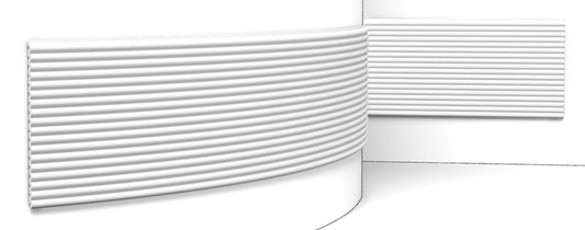 Orac Decor WX210F REED Pannello Murale 3D Forma Canne Righe Parete Poliuretano Flessibile Flex Bianco Resistente Agli Urti Calore Acqua Assorbimento Acustico Facile Da Installare Verniciabile Acrilico Impermeabile Interno Esterno Misura 200x25,5x1,2 cm