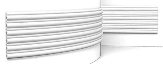 Orac Decor WX211F FLUTE Pannello Murale 3D Forma Onda Bombata Parete Poliuretano Flessibile Flex Bianco Resistente Agli Urti Calore Acqua Assorbimento Acustico Facile Da Installare Verniciabile Acrilico Impermeabile Interno Esterno Misura 200x25,5x1,7 cm