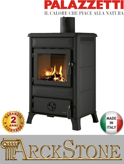 Stufa Legna Aria Calda Naturale Palazzetti Oscar Potenza 10 kW Rivestimento in Ghisa Antracite