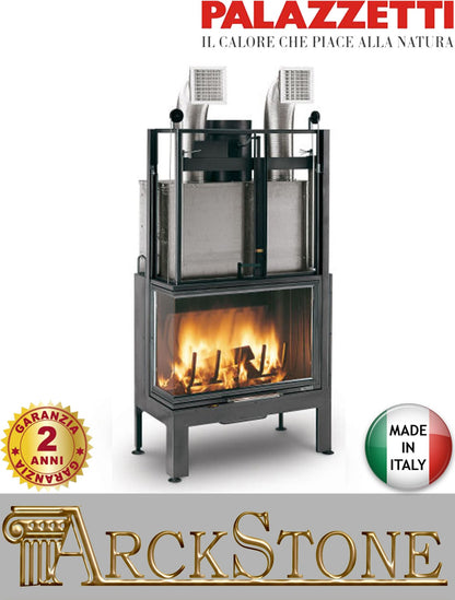 Camino a Legna Chiuso ad Aria Calda Convezione Circolazione Naturale Canalizzata Riscaldamento per Irraggiamento Palazzetti Ecomonoblocco EL 78 Sinistro SX Easy Line O2Ring Potenza 18,6 kW Portina Vetro Ceramico Misura 85,5x55x166 cm 