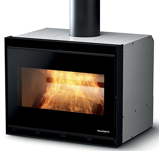 Palazzetti Ecopalex GTM70 Inserto Camino Caminetto Da Inserimento Legna Aria Calda Convezione Naturale Canalizzabile Potenza 9 Kw Focolare Thermofix® Base Ghisa Maniglia Amovibile Cassetto Cenere Estraibile Deflettore Fumi Automatico Misura 62x50x50 cm