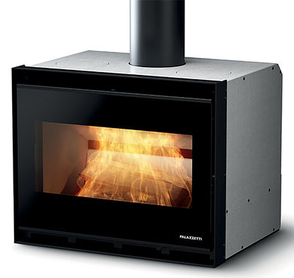 Palazzetti Ecopalex GTM80 Inserto Camino Caminetto Da Inserimento Legna Aria Calda Convezione Naturale Canalizzabile Potenza 12,4 Kw Focolare Thermofix® Base Ghisa Maniglia Amovibile Cassetto Cenere Estraibile Deflettore Fumi Automatico Misura 76x52x56 cm