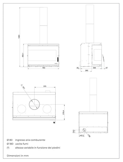 Palazzetti Ecopalex GTM80L Angolo Sinistro Inserto Camino Inserimento Legna Aria Convezione Naturale Canalizzabile Potenza 12,4 Kw Focolare Thermofix® Base Ghisa Maniglia Amovibile Cassetto Cenere Estraibile Deflettore Fumi Automatico Misura 76x52x56 cm