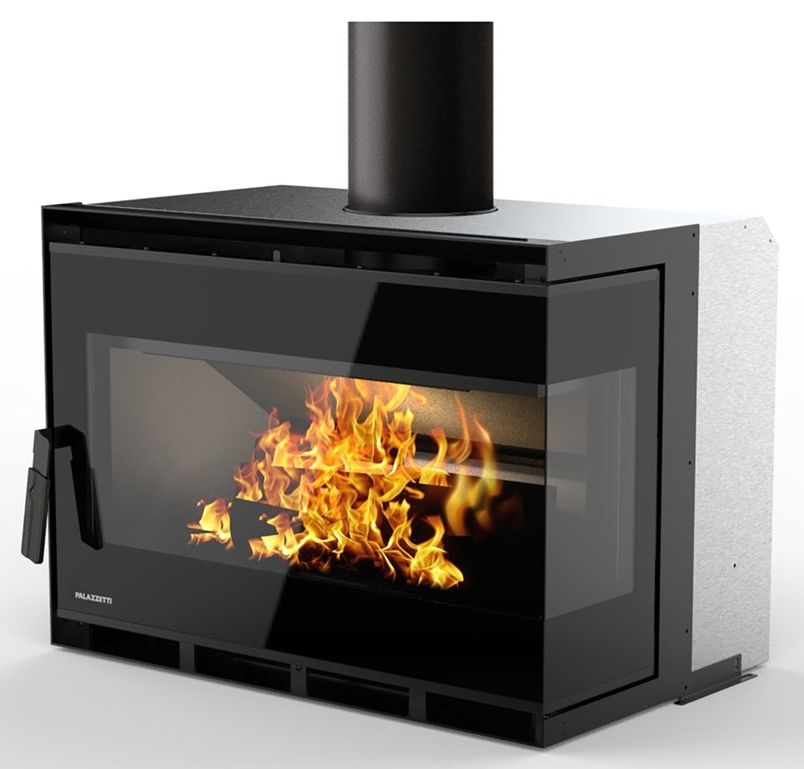 Palazzetti Ecopalex GTM80R Angolo Destro Inserto Camino Inserimento Legna Aria Convezione Naturale Canalizzabile Potenza 12,4 Kw Focolare Thermofix® Base Ghisa Maniglia Amovibile Cassetto Cenere Estraibile Deflettore Fumi Automatico Misura 76x52x56 cm