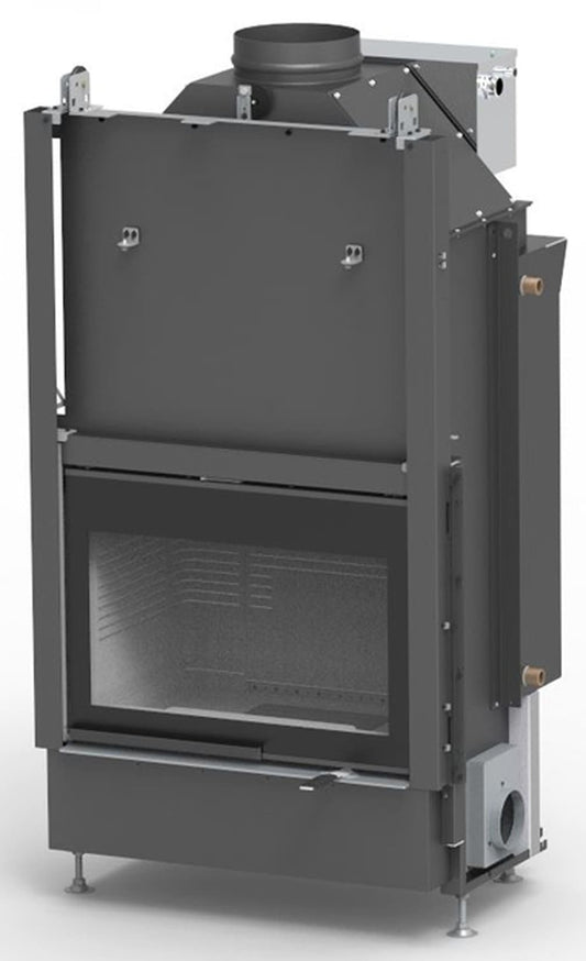 Palazzetti HWT S78F Frontale Termocamino Ecomonoblocco Legna Riscaldamento Acqua Termosifoni Potenza 34,3 Kw Vaso Aperto Acciaio Focolare Refrattario Thermofix® Apertura Porta Scorrimento Ribalta Scambiatore Portalegna Valvola By - Pass Misura 90x69x171cm