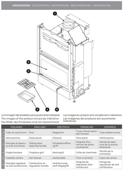 Palazzetti HWT S86F Frontale Termocamino Ecomonoblocco Legna Riscaldamento Acqua Termosifoni Potenza 33,5 Kw Vaso Aperto Acciaio Focolare Refrattario Thermofix® Apertura Porta Scorrimento Ribalta Scambiatore Portalegna Valvola By - Pass 100x80x172 cm