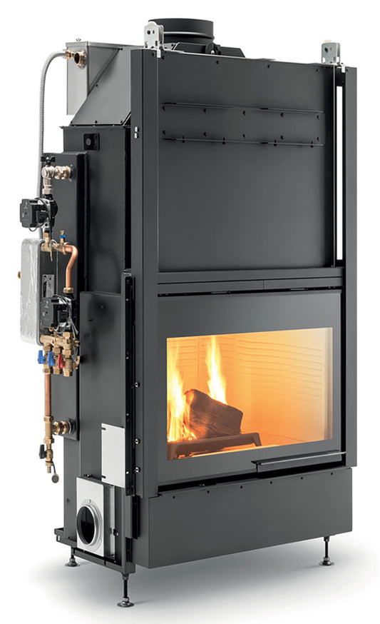 Palazzetti HWT S78F FASTL Frontale Termocamino Ecomonoblocco Legna Riscaldamento Acqua Radiatori Potenza 34,3 Kw Vaso Aperto Acciaio Focolare Refrattario Thermofix® Apertura Porta Scorrimento Ribalta Gruppo Idraulico SX Separazione Impianto 106x69x171 cm