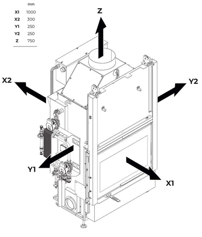 Palazzetti HWT S78F FASTL Frontale Termocamino Ecomonoblocco Legna Riscaldamento Acqua Radiatori Potenza 34,3 Kw Vaso Aperto Acciaio Focolare Refrattario Thermofix® Apertura Porta Scorrimento Ribalta Gruppo Idraulico SX Separazione Impianto 106x69x171 cm