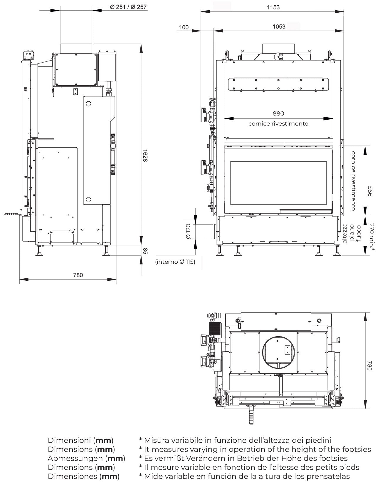 Palazzetti HWT S86F FASTL Frontale Termocamino Ecomonoblocco Legna Riscaldamento Acqua Radiatori Potenza 33,5 Kw Vaso Aperto Acciaio Focolare Refrattario Thermofix® Apertura Porta Scorrimento Ribalta Gruppo Idraulico SX Separazione Impianto 115x80x172 cm