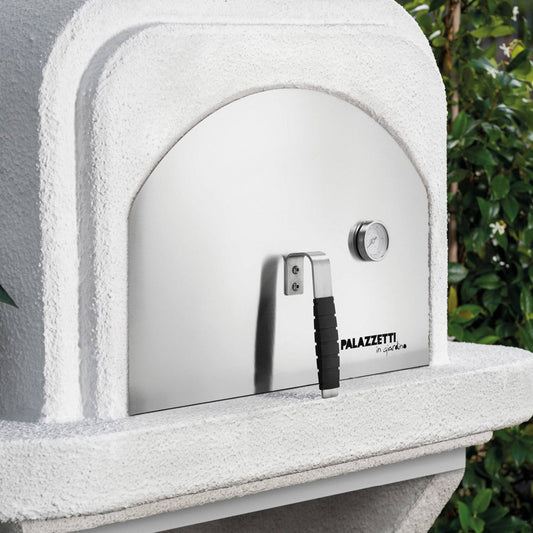 Palazzetti in Giardino Capri 4 Barbecue con Forno Acciaio Legna Carbonelle Struttura Cemento Refrattario Da Verniciare Piano Cottura Focolare Rinforzato Cassetto Cenere Braciere Portalegna Area Grill Incluso Kit Montaggio e Verniciatura 110x95 H267 cm