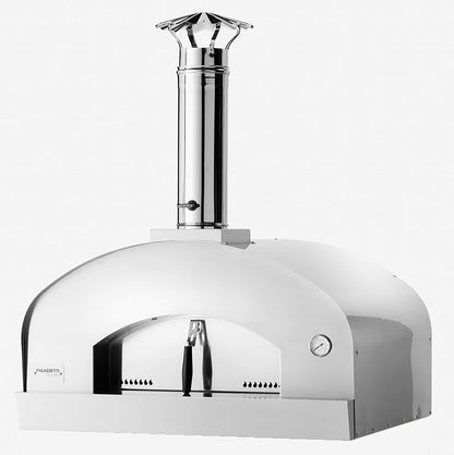 Palazzetti in Giardino Carmine Forno Da Appoggio A Legna Acciaio Inox Termometro Camera Cottura Piano Fuoco Cemento Refrattario Portina Maniglia Antiscottatura Valvola Registro Fumi Kit Pulizia Sacco Protettivo Canna Fumaria Comignolo 98x85 H113 cm 135 kg