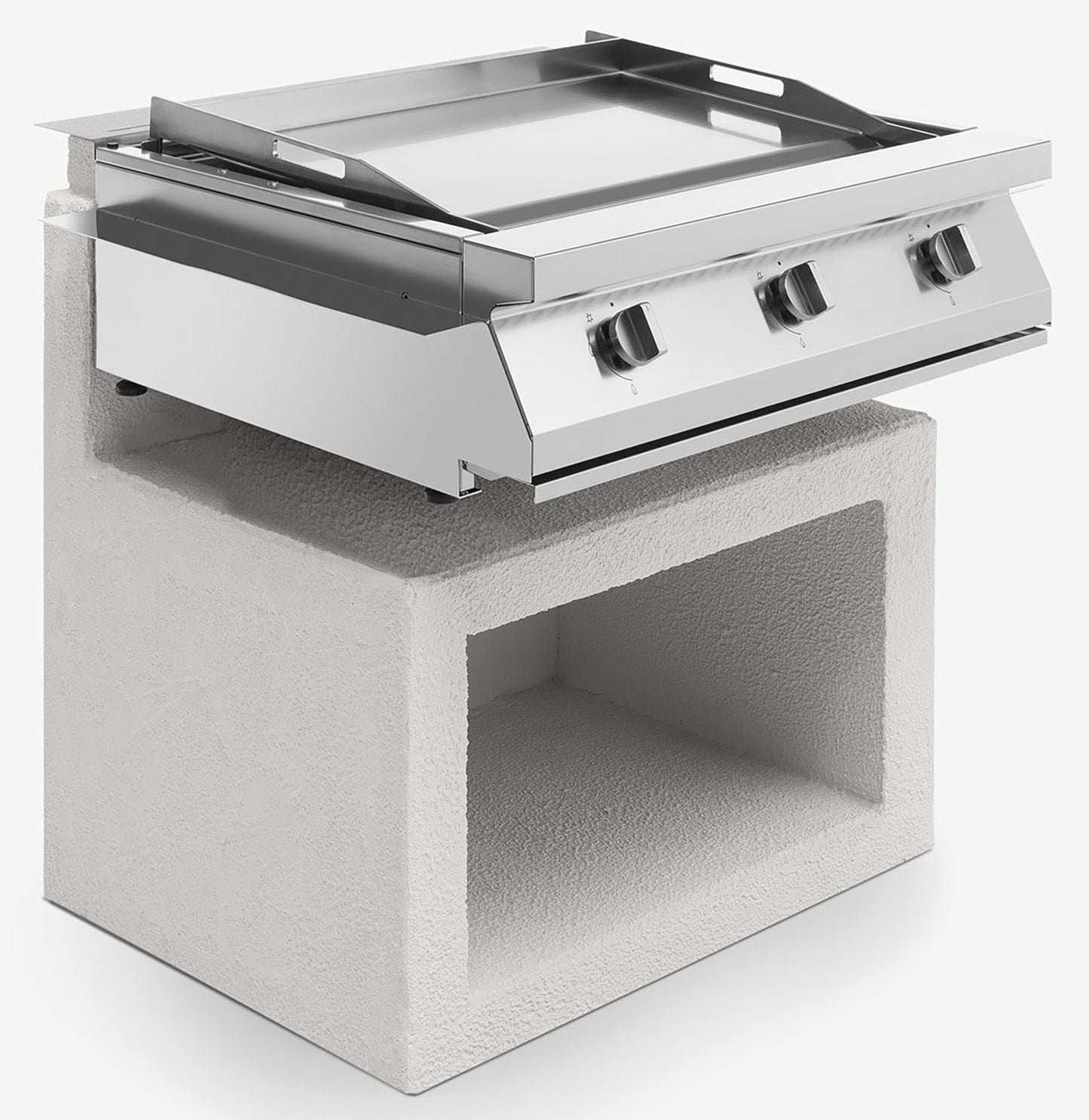 Palazzetti in Giardino Gioia Barbecue Gas GPL Propano Metano Naturale Inserto Base 3 Bruciatori Accensione One-Touch Diffusori Calore Acciaio Inox Vaschetta Estraibile Piastra Teppanyaki Struttura 18/10 Manopole Metallo Coperchio Scaldavivande 70x70 H78cm
