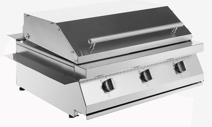 Palazzetti in Giardino Gioia Barbecue Gas GPL Propano Metano Naturale Inserto 3 Bruciatori Accensione One-Touch Diffusori Calore Acciaio Inox Vaschetta Estraibile Piastra Teppanyaki Struttura 18/10 Manopole Metallo Coperchio Scaldavivande 70x70 H40cm 35kg