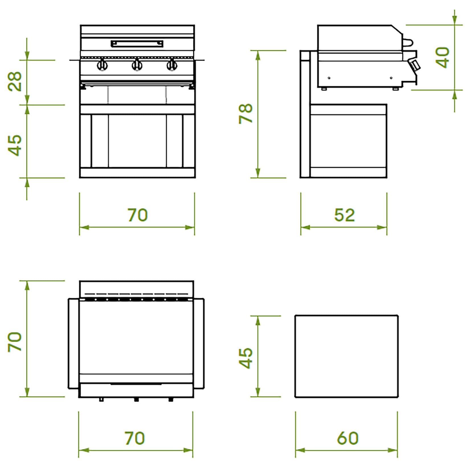 Palazzetti in Giardino Gioia Barbecue Gas GPL Propano Metano Naturale Inserto Base 3 Bruciatori Accensione One-Touch Diffusori Calore Acciaio Inox Vaschetta Estraibile Piastra Teppanyaki Struttura 18/10 Manopole Metallo Coperchio Scaldavivande 70x70 H78cm
