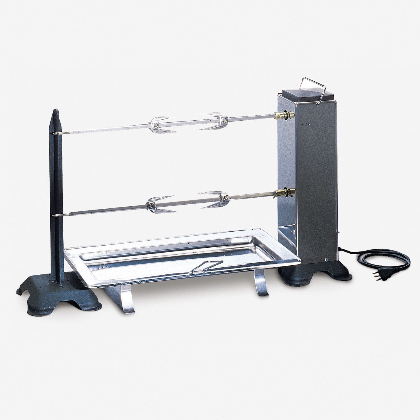 Palazzetti in Giardino Girarrosto Elettrico Professionale 90x30x44h cm Per Arrostire Grandi Pezzature Portata Fino 15 kg Autoportante Due Motorini Azionabili Singolarmente o Contemporaneamente Dotato di 2 Aste Quadrate Acciaio Inox 8 mm 66 cm e 1 Leccarda