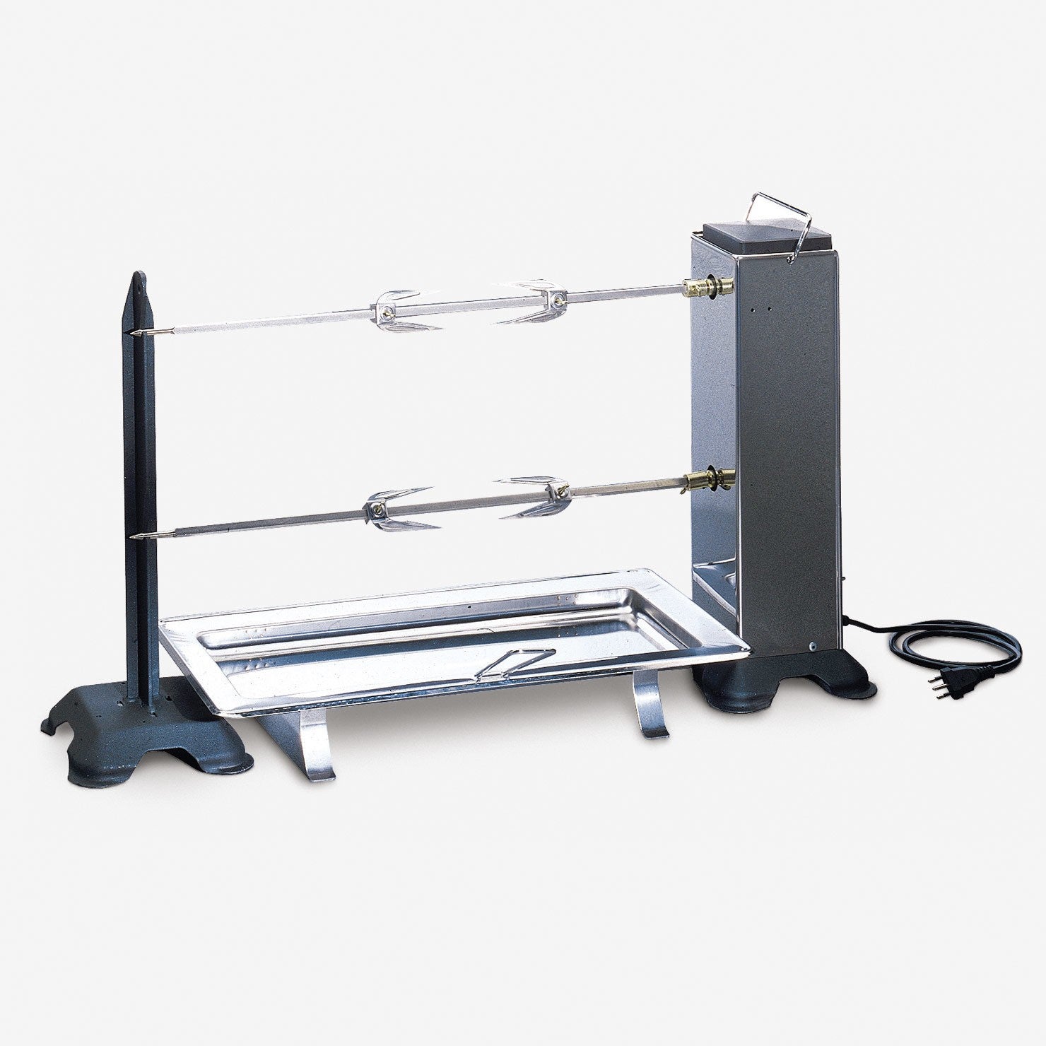 Palazzetti in Giardino Girarrosto Elettrico Professionale 90x30x44h cm Per Arrostire Grandi Pezzature Portata Fino 15 kg Autoportante Due Motorini Azionabili Singolarmente o Contemporaneamente Dotato di 2 Aste Quadrate Acciaio Inox 8 mm 66 cm e 1 Leccarda