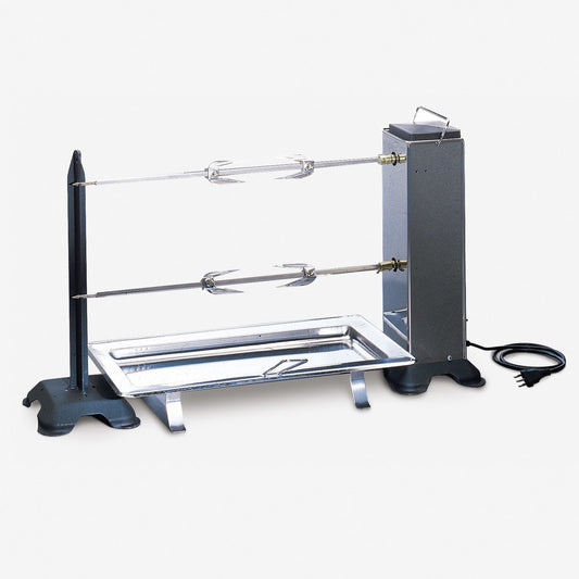 Palazzetti in Giardino Girarrosto Elettrico Professionale 90x30x44h cm Per Arrostire Grandi Pezzature Portata Fino 15 kg Autoportante Due Motorini Azionabili Singolarmente o Contemporaneamente Dotato di 2 Aste Quadrate Acciaio Inox 8 mm 66 cm e 1 Leccarda