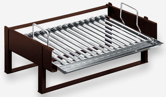 Palazzetti In Giardino Griglia Cottura Con Supporto 68x41 cm In Acciaio Inox Telaio Sezione Semicircolare Con leccarda Per Raccogliere i Grassi