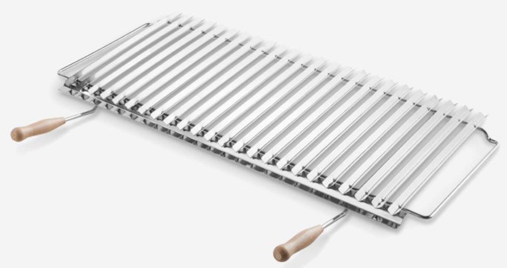 Palazzetti In Giardino Griglia Cottura Lux Realizzata Completamente In Acciaio Inox Di Elevato Spessore Con Manici Antiscottatura In Legno Sezione Semicircolare Con Leccarda Raccogli Grassi 76x40 cm