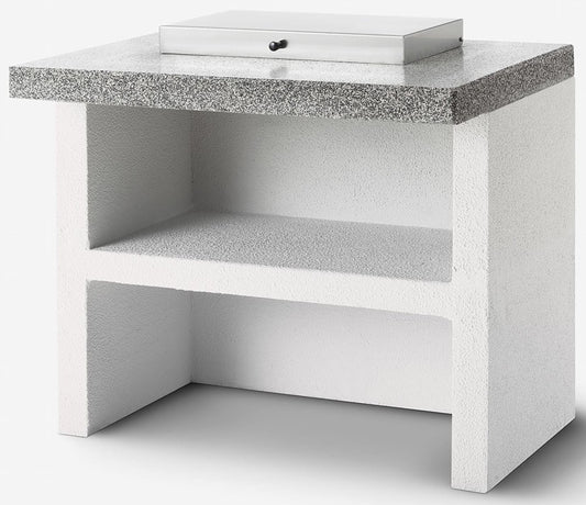 Palazzetti in Giardino Modulo Gas 2 Fuochi 90 Struttura in Cemento Refrattario Da Verniciare Top Marmotech Levigato Grigio Fornello Tradizionale Piano Cottura Acciaio Inox GPL Metano Coperchio Basamento Schienale Pratica Mensola 90x70 H78 cm Peso 300 kg