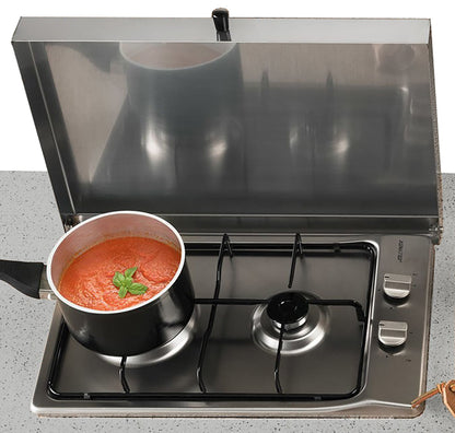 Palazzetti in Giardino Modulo Gas 2 Fuochi 90 Struttura in Cemento Refrattario Da Verniciare Top Marmotech Levigato Grigio Fornello Tradizionale Piano Cottura Acciaio Inox GPL Metano Coperchio Basamento Schienale Pratica Mensola 90x70 H78 cm Peso 300 kg