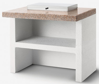 Palazzetti in Giardino Modulo Gas 2 Fuochi 90 Struttura in Cemento Refrattario Da Verniciare Top Marmotech Levigato Rosso Fornello Tradizionale Piano Cottura Acciaio Inox GPL Metano Coperchio Basamento Schienale Pratica Mensola 90x70 H78 cm Peso 300 kg