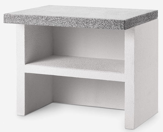 Palazzetti in Giardino Modulo Lavoro 90 Realizzato in Conglomerato Cemento Refrattario Da Verniciare Top Piano Marmotech Levigato Grigio Piano di Appoggio Per Barbecue Dotato di Schienale Pratica Mensola Misura 90x70 H78 cm Peso 320 kg
