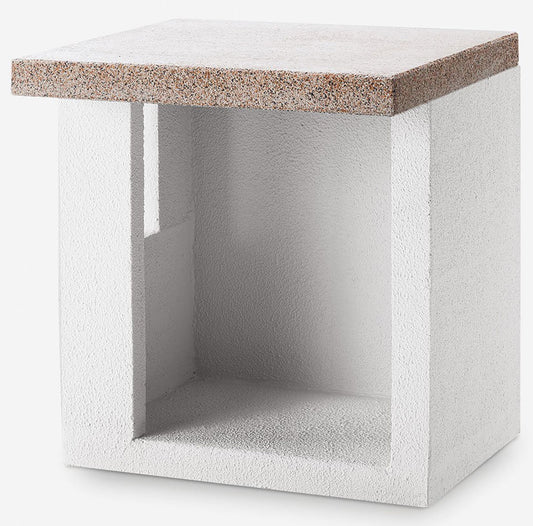 Palazzetti in Giardino Modulo Ripostiglio 70 Realizzato in Conglomerato Cemento Refrattario Da Verniciare Top Piano Marmotech Levigato Rosso Permette di Organizzare gli Spazi in Modo Pratico e Funzionale Misura 70x70 H78 cm Peso 250 kg