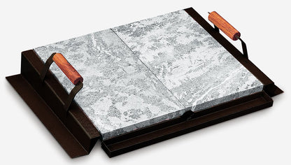 Palazzetti in Giardino Pietra Lavica Bioplatt 68x44 cm con Telaio In Acciaio Verniciato Dotato di Sistema Raccolta Grassi Cottura