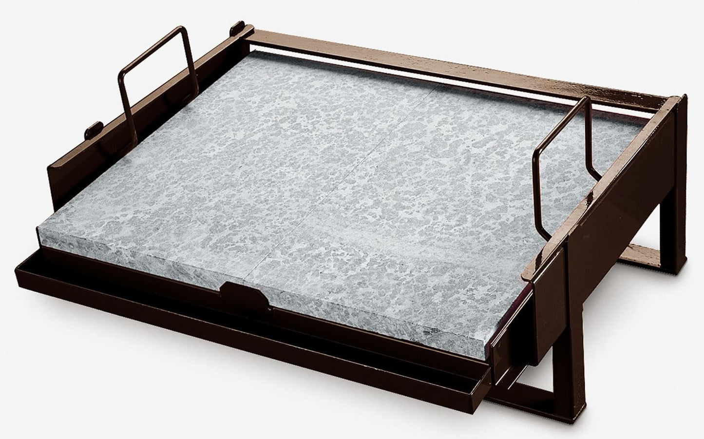 Palazzetti in Giardino Pietra Lavica Bioplatt 76x44 cm con Supporto Telaio In Acciaio Verniciato Dotato di Sistema Raccolta Grassi Cottura