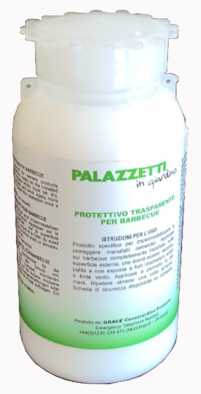 Palazzetti in Giardino Protettivo Liquido da 250 ML Mantiene barbecue in cemento colorato in massa in buone condizioni Ravviva il colore Preserva dagli agenti atmosferici e dalle macchie di grasso di cottura Consigliabile di usare una volta all’anno