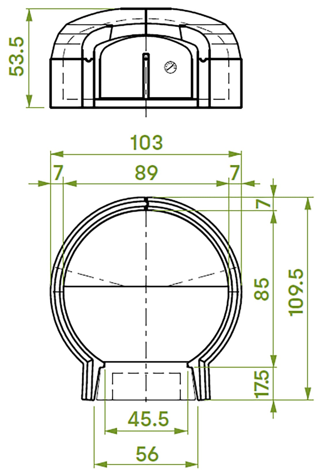 Palazzetti In Giardino Smile 100 Forno a Legna per Pizza in Cemento Refrattario Da Coibentare Da Verniciare Alto Tenore Allumina Piano Cottura Portina Acciaio Termometro Spioncino Dimensioni Interne 85x85 cm Misure Esterne 103x110 H55 cm