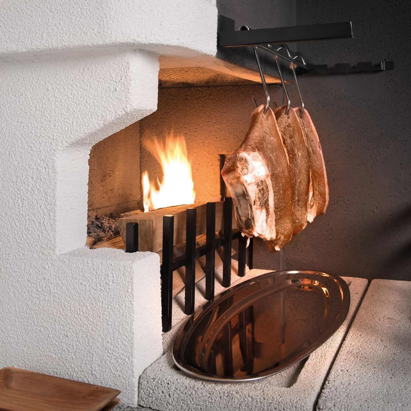 Palazzetti in Giardino Trinidad 2 Barbecue Carbonelle Legna Cemento Da Verniciare Focolare Braciere Laterale Portalegna Area Grill Paravento Sottocappa Griglia Cottura Top Piano Marmotech Tettoia Cemipiù Incluso Kit Verniciatura e Montaggio 204x95 H230 cm
