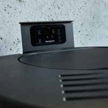 Palazzetti Jackie Idro S26 TC ACS Termo Stufa Pellet Ermetica Aria Ventilata Acqua Calda Sanitaria Potenza 26 Kw Rivestimento Acciaio Moka Top Ghisa Uscita Fumi Posteriore Controllo Sfioro Programma Fasce Orarie Gruppo Idraulico Integrato Autopulizia