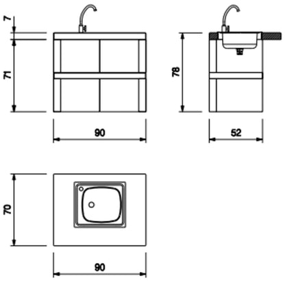 Palazzetti in Giardino Maxime 2 Barbecue a legna e a carbonelle con Grill Forno Lavello Miscelatore Piano Cottura Gas 4 Fuochi Antine Incluso di Kit di Montaggio 204x95xh236 - 90x70xh78 - 90x70xh78 cm
