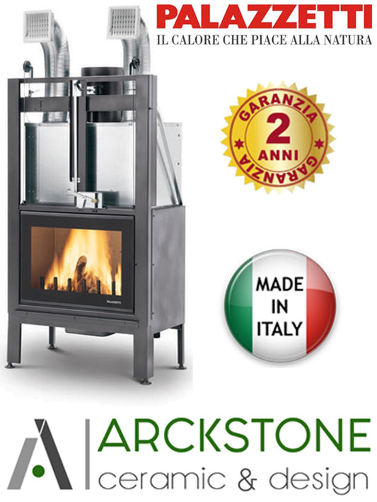 Palazzetti MX 78 F Frontale Camino Ecomonoblocco Legna Aria Calda Convezione Circolazione Naturale Canalizzabile Riscaldamento Irraggiamento Potenza 16,7 kW Apertura Porta Scorrimento Focolare Ghisa Refrattario Aria Comburente Esterno Misura 85x55x165 cm