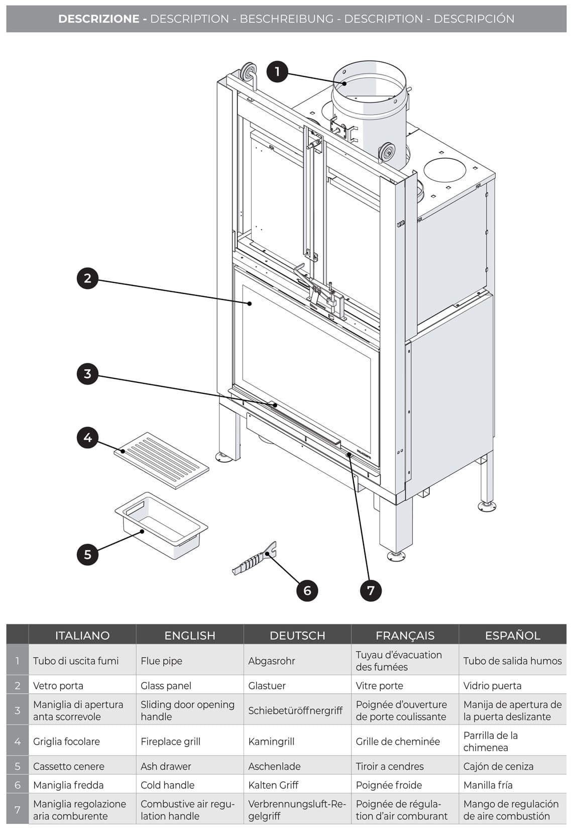 Palazzetti MX 78 F Frontale Camino Ecomonoblocco Legna Aria Calda Convezione Circolazione Naturale Canalizzabile Riscaldamento Irraggiamento Potenza 16,7 kW Apertura Porta Scorrimento Focolare Ghisa Refrattario Aria Comburente Esterno Misura 85x55x165 cm