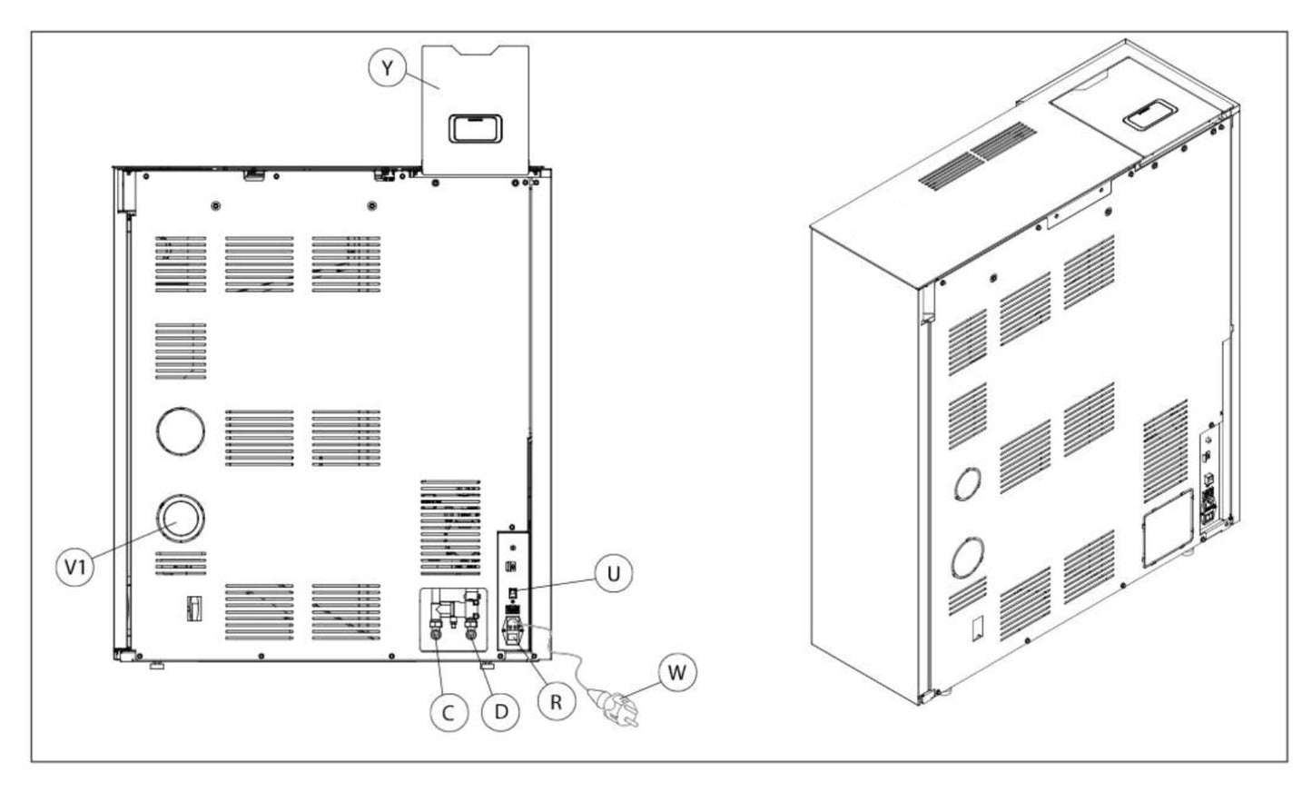 Palazzetti Tiffany Idro V13 TC Termostufa Pellet Ermetica Salva Spazio Idro Ventilata Potenza 13 Kw Rivestimento Acciaio Caffellatte Riscaldamento Radiatori Ad Acqua Gruppo Idraulico Uscita Fumi Posteriore Combustione Totale Autopulizia L101xP36xH116 cm