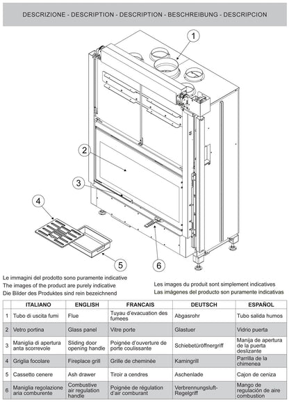 Palazzetti WT 16:9F V12 Frontale Camino Ecomonoblocco Legna Riscaldamento Aria Calda Ventilata Canalizzata Potenza 14,2 Kw Apertura Porta Scorrimento Ribalta Focolare Refrattario Thermofix® O2ring Doppia Combustione Portalegna Cassetto Misura 116x63x172cm