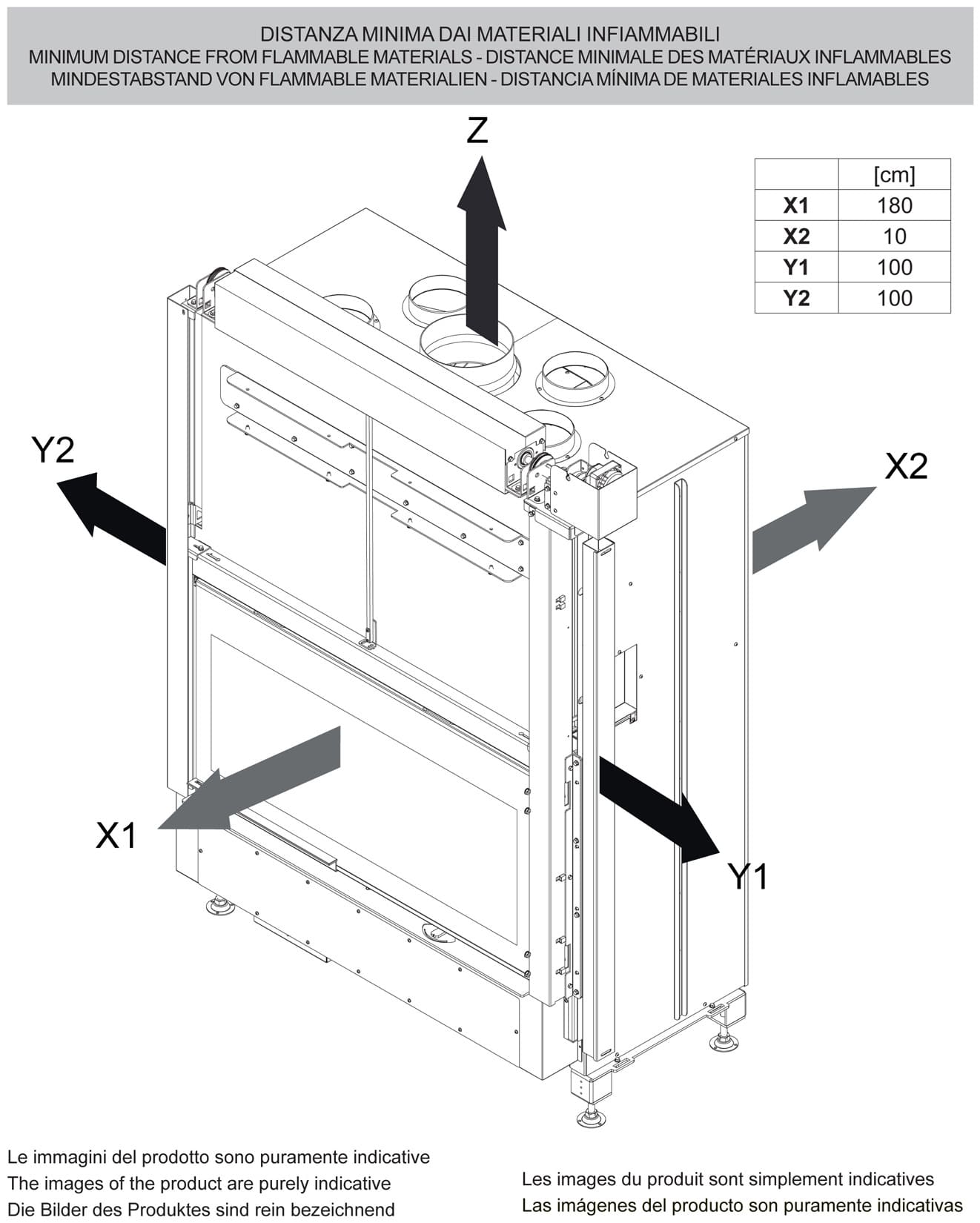 Palazzetti WT 16:9F V12 EPlus Frontale Camino Ecomonoblocco Legna Riscaldamento Aria Calda Ventilata Canalizzata Potenza 14,2 Kw Apertura Porta Scorrimento Ribalta Motorizzata Focolare Refrattario O2ring Portalegna Comburente Esterno Misura 116x63x172 cm