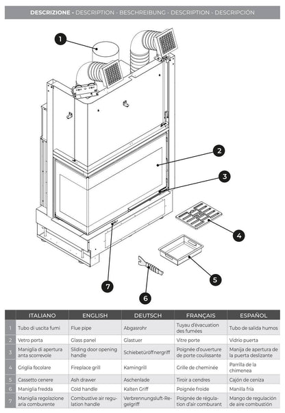 Palazzetti Ecomonoblocco WTX 90L N19 Angolo Sinistro Camino Legna Riscalda Aria Calda Convezione Naturale Irraggiamento Canalizzabile Potenza 19,1 Kw Focolare Refrattario Thermofix® Anta Vetro Scorrevole Bocchette Prolunga Cassetto Cenere L113xP61xH172 cm