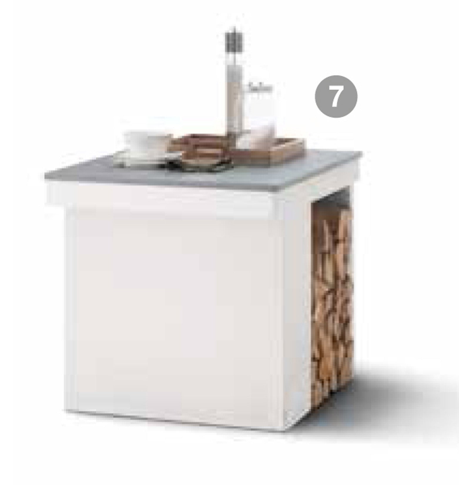 Palazzetti in Giardino Linosa Modulo Grill con Forno in Acciaio e Ampio Appoggio Focolare Elevato Spessore Barbecue Legna Piano Fuoco 116x70 Cassetto Cenere Basamento in Marmotech (graniglia di Marmo) Misura 292x101x232 cm 2000kg