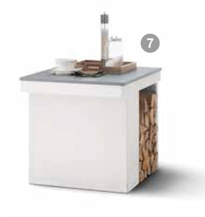 Palazzetti in Giardino Linosa Modulo Grill con Forno in Acciaio e Ampio Appoggio Focolare Elevato Spessore Barbecue Legna Piano Fuoco 116x70 Cassetto Cenere Basamento in Marmotech (graniglia di Marmo) Misura 292x101x232 cm 2000kg