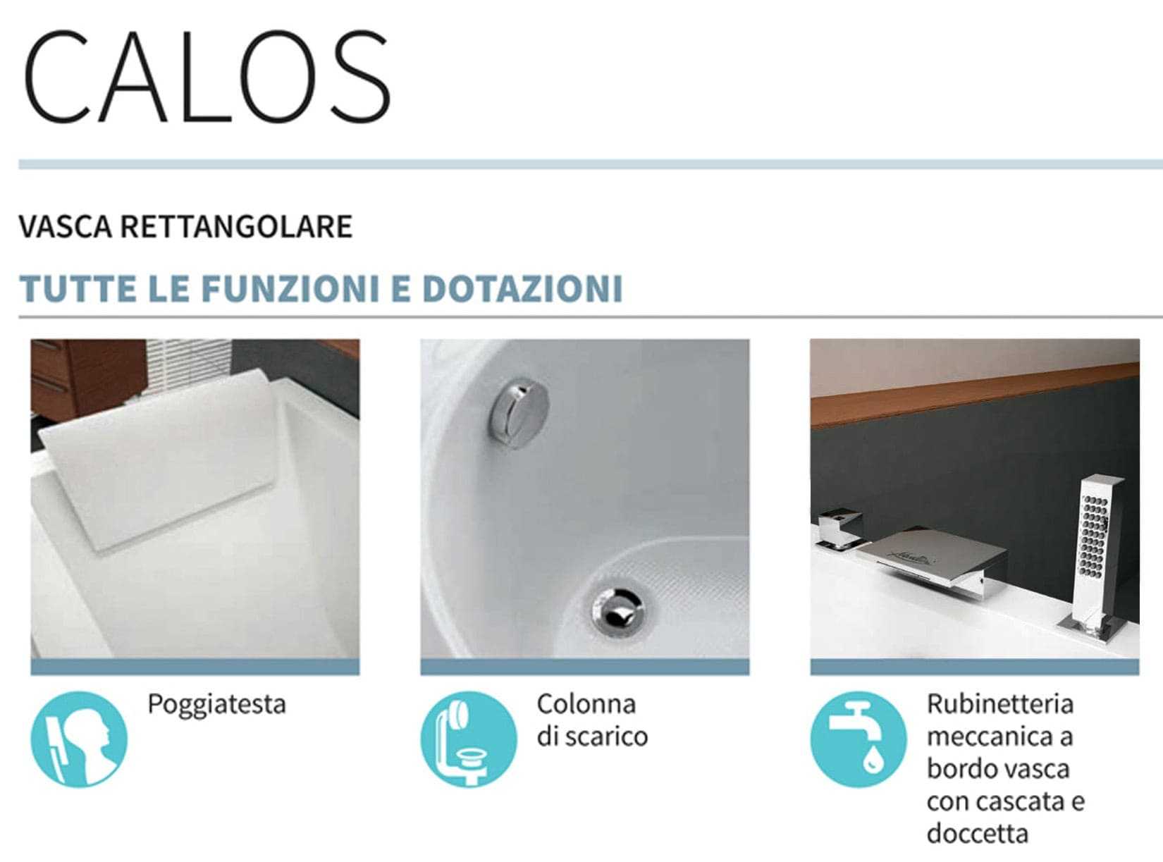 Novellini Calos 2.0 Vasca da Bagno Versione Standard con Telaio Misura 150x70 Altezza 58 cm Installazione Reversibile Forma Rettangolare 1 Pannello Frontale 1 Laterale Materiale Acrilico Colore Bianco Lucido Colonna di Scarico Con Rubinetteria Poggiatesta
