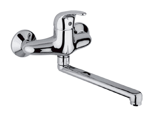 Miscelatore Lavello Cucina Lavatoio Installazione A Parete Muro Duemmeggi Premiere 2 Fori 1 Leva Manopola Monocomando Stile Classico Materiale Ottone Finitura Cromata Made in Italy Garanzia 5 Anni